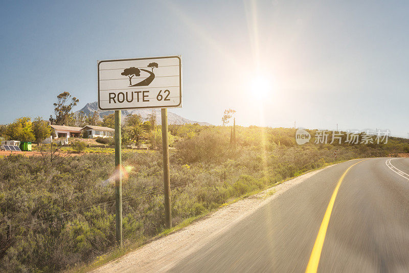 Route 62 sign on the garden route in South Africa